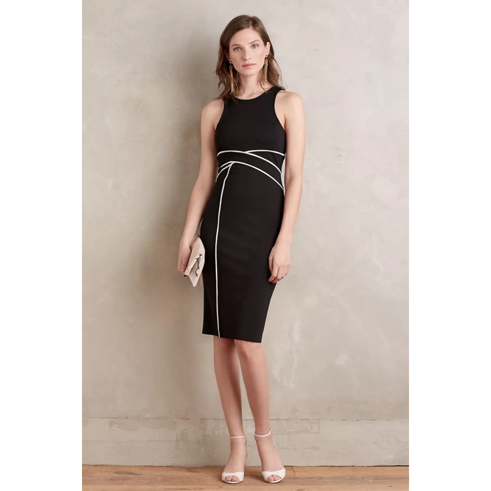 Anthropologie Maeve Cavatina Sheath Black & White Dress, Size 4